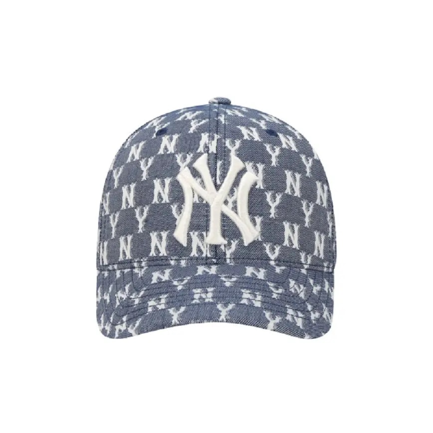 Mũ MLB Monogram Blue Jacard Curve Adjustable Cap NY 32CPFE011-50N