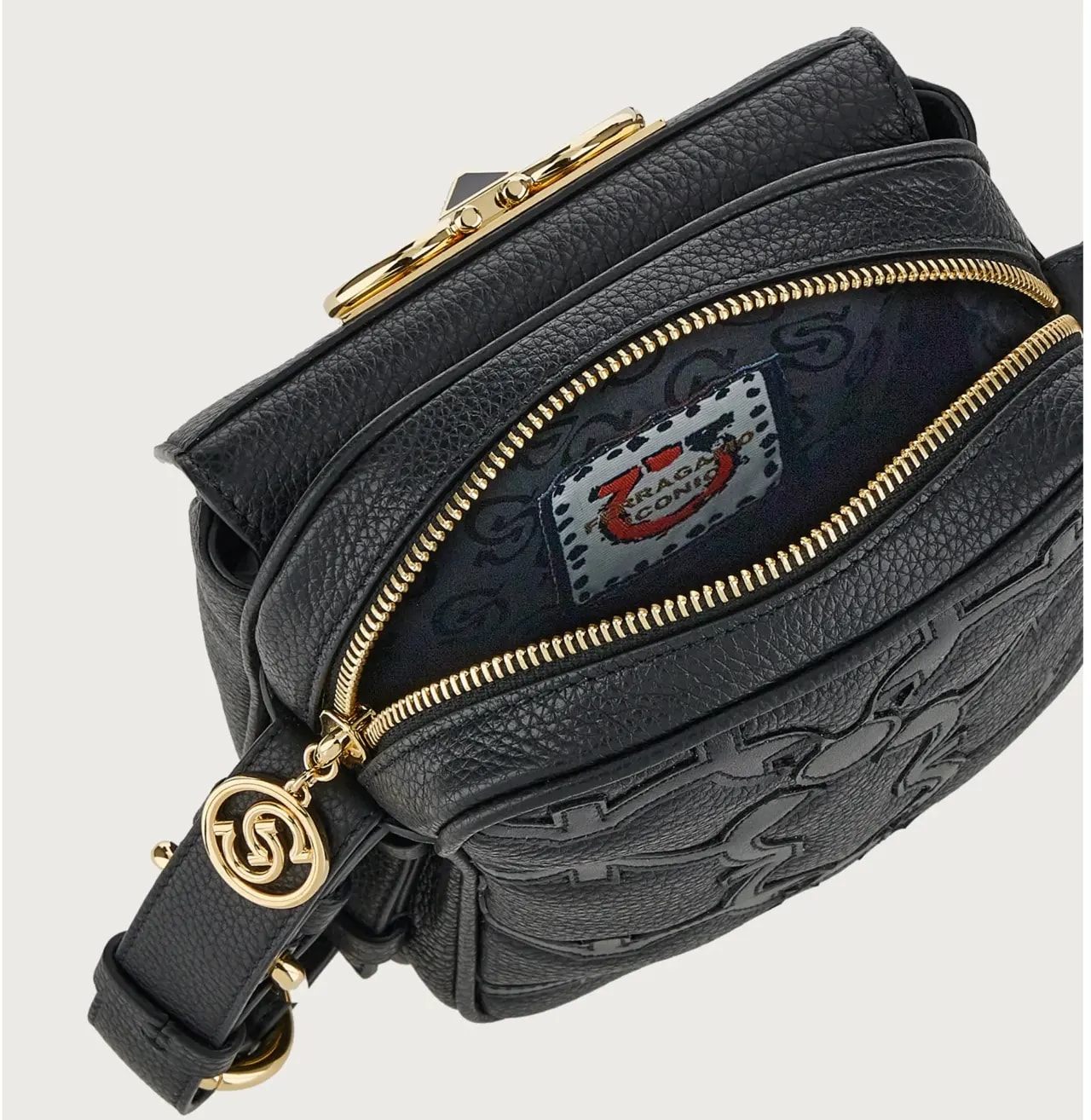 Túi Salvatore Ferragamo Gancini Camera Case 'Black' 212284-756021 — ảnh 3
