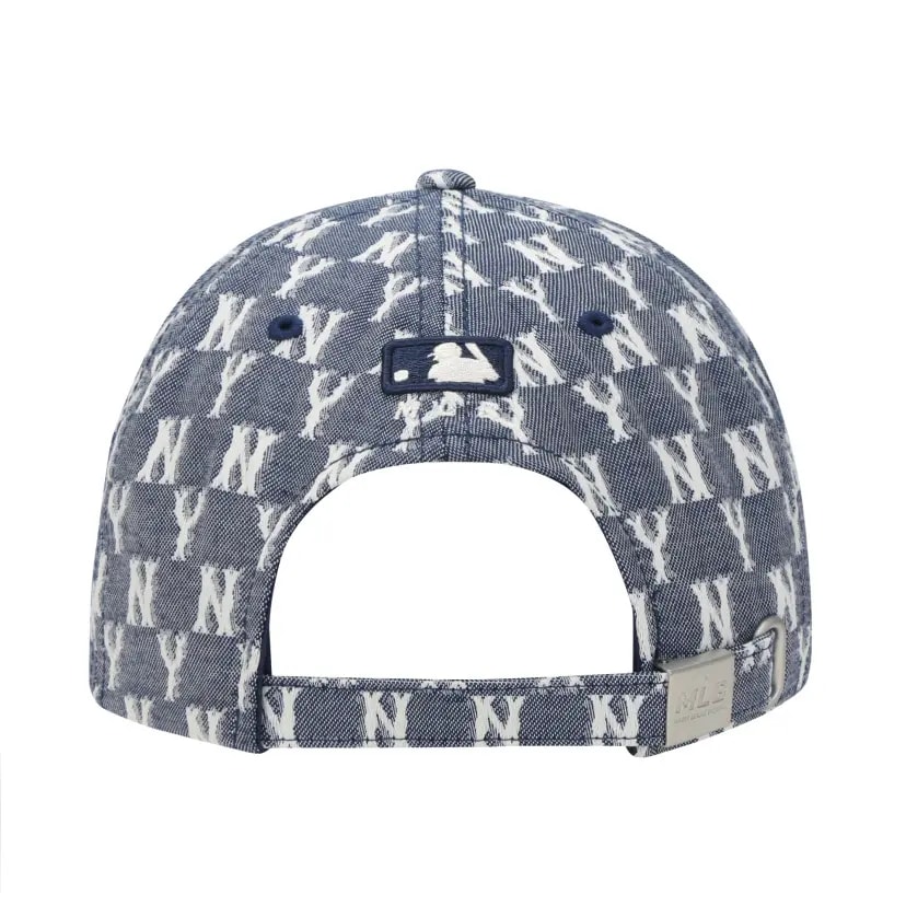 Mũ MLB Monogram Blue Jacard Curve Adjustable Cap NY 32CPFE011-50N — ảnh 5