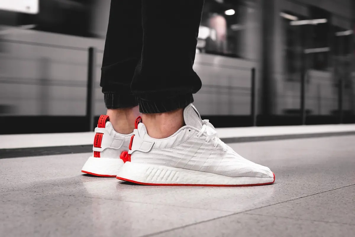 Giày Adidas NMD R2 Runner Primeknit 'White Red' BA7253 — ảnh 5