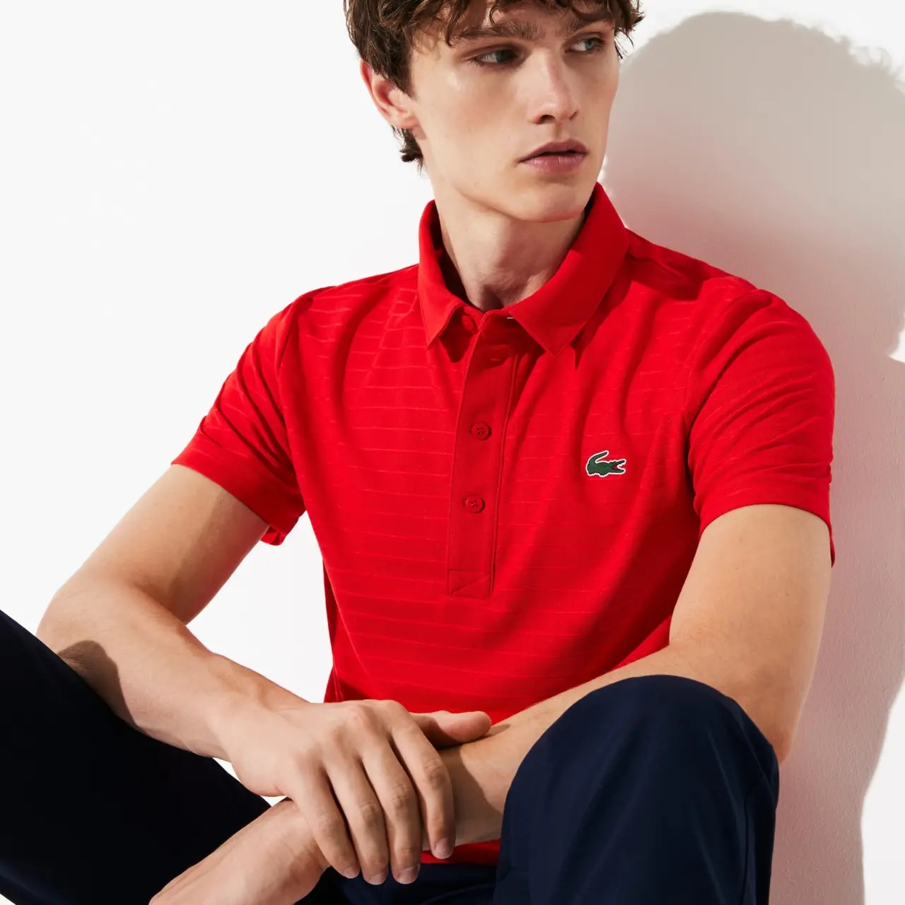 Áo Lacoste Polo SPORT Golf Striped Red DH8132-51-K2Q — ảnh 3