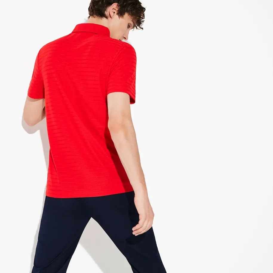 Áo Lacoste Polo SPORT Golf Striped Red DH8132-51-K2Q — ảnh 4