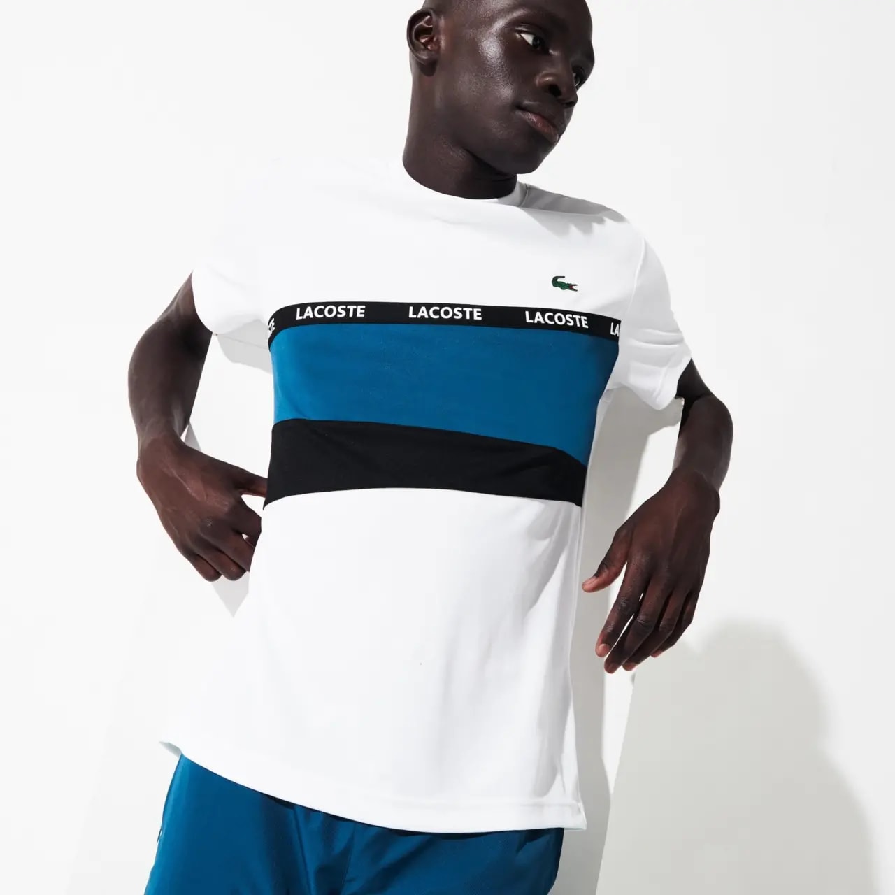 Áo Lacoste Sport Pique White Blue TH8427-51-4WL — ảnh 2