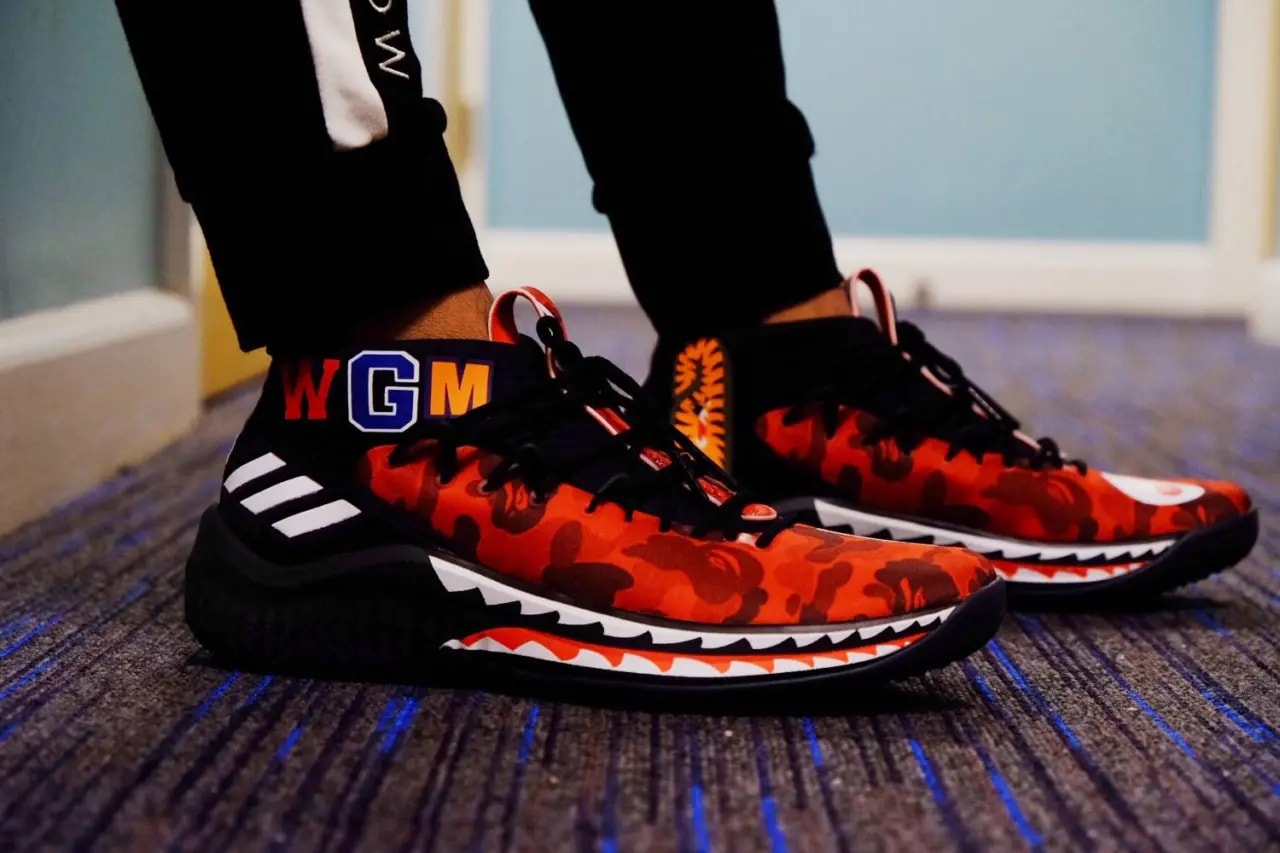 Giày A Bathing Ape x Adidas Dame 4 'Red Camo' AP9976 — ảnh 4