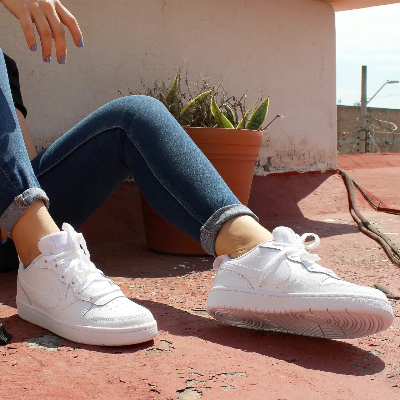 Giày Nike Court Borough Low 2 GS 'Triple White' BQ5448-100 — ảnh 3