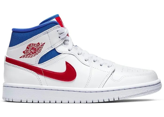 Giày Nike Air Jordan 1 Mid 'White Red Royal' BQ6472-164 — tieu-de: 38