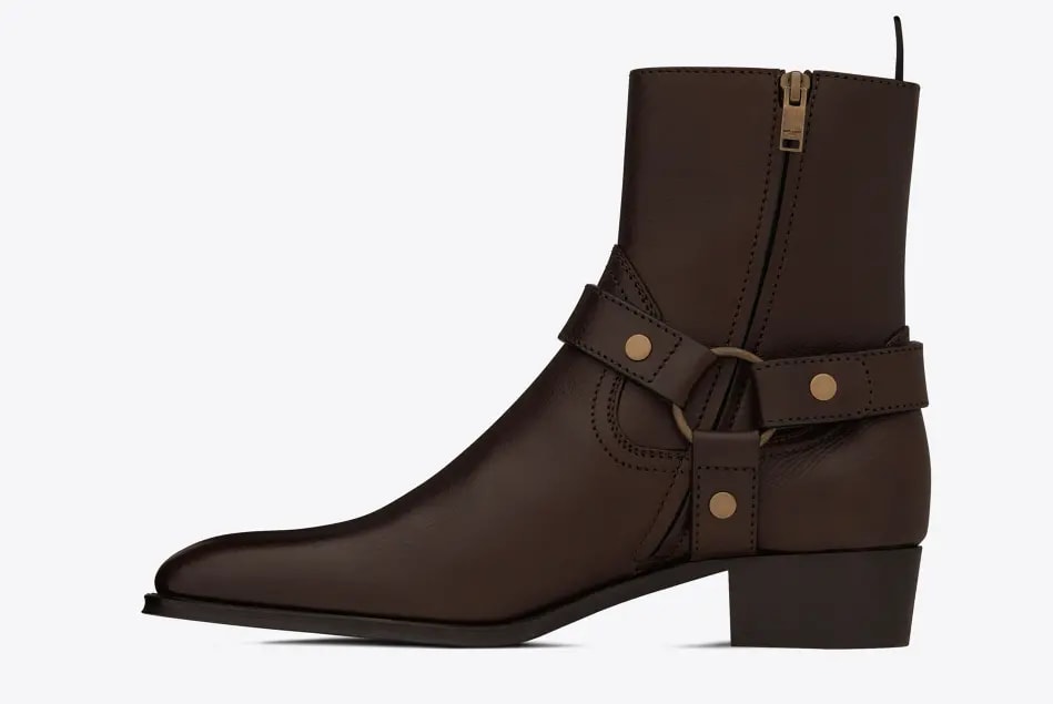 Giày Saint Laurent Wyatt Harness Boots In Smooth Leather 'Chocolate' 64909418T006023 — ảnh 3
