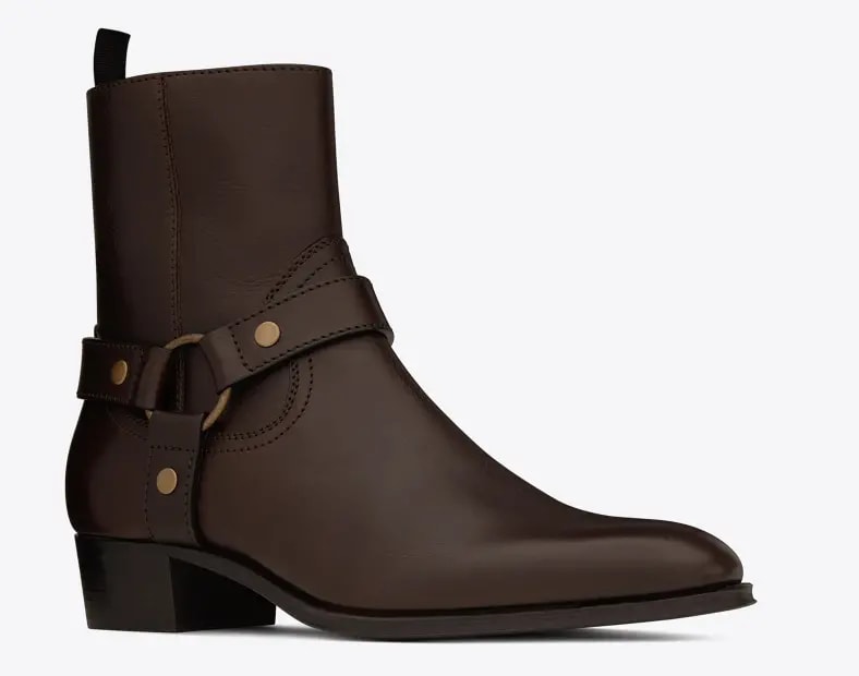 Giày Saint Laurent Wyatt Harness Boots In Smooth Leather 'Chocolate' 64909418T006023 — ảnh 4