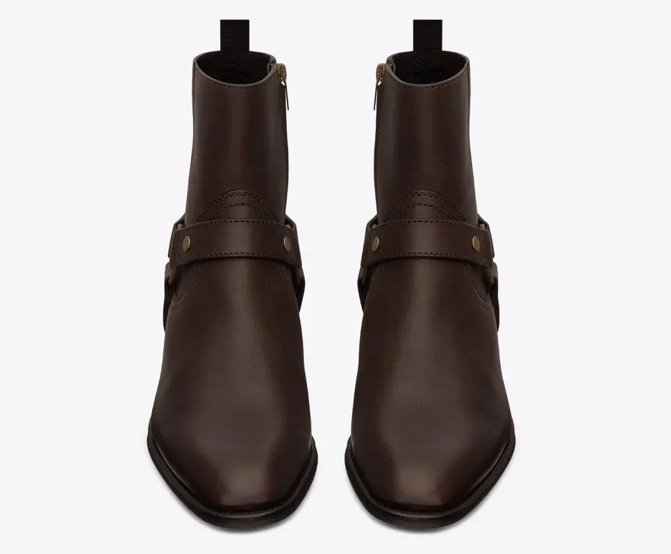 Giày Saint Laurent Wyatt Harness Boots In Smooth Leather 'Chocolate' 64909418T006023 — ảnh 2