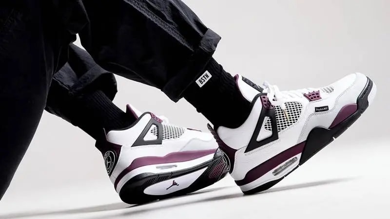 Giày Nike Paris Saint Germain x Air Jordan 4 Retro GS 'Bordeaux' CZ6509-100 — ảnh 4
