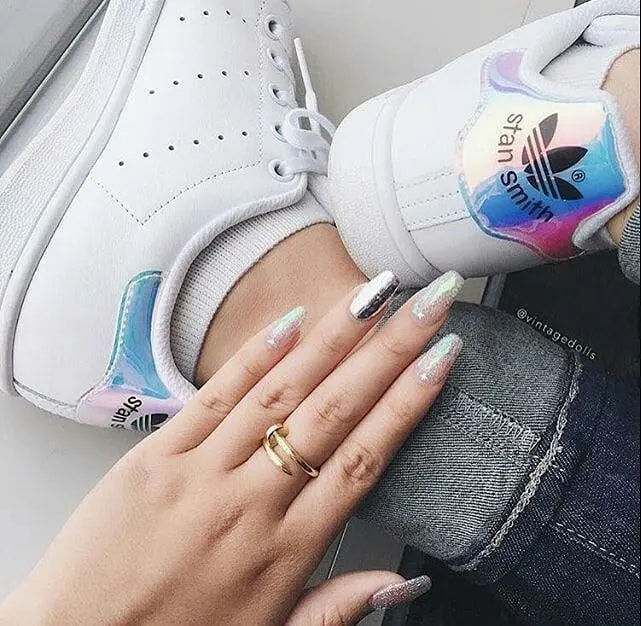 Giày Adidas Stan Smith J 'White Iridescent' FU6673 — ảnh 3