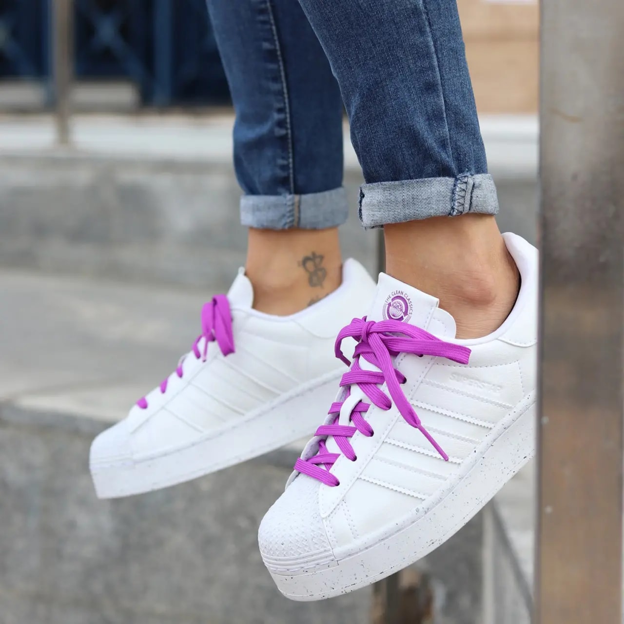 Giày Adidas Superstar Bold Clean Classics Collection 'White Purple' FY0129 — ảnh 4