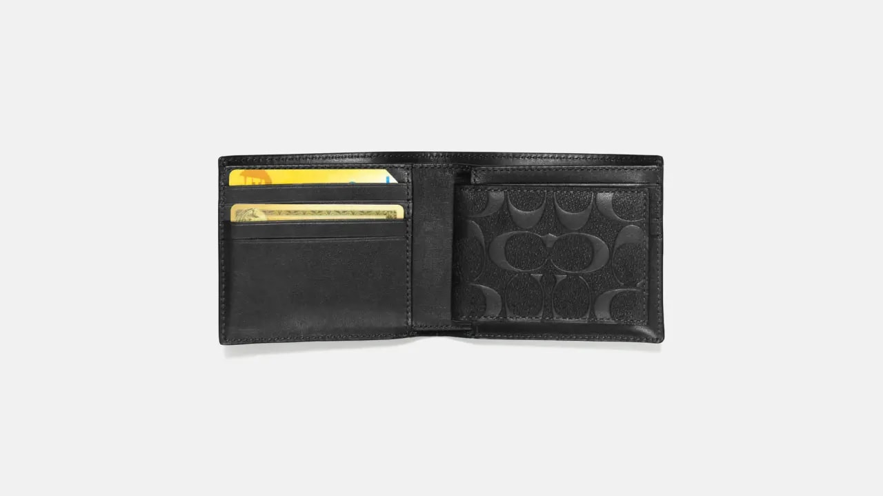 Ví Coach 3 In 1 Wallet In Signature Leather 'Black' 75371-BLK — ảnh 2
