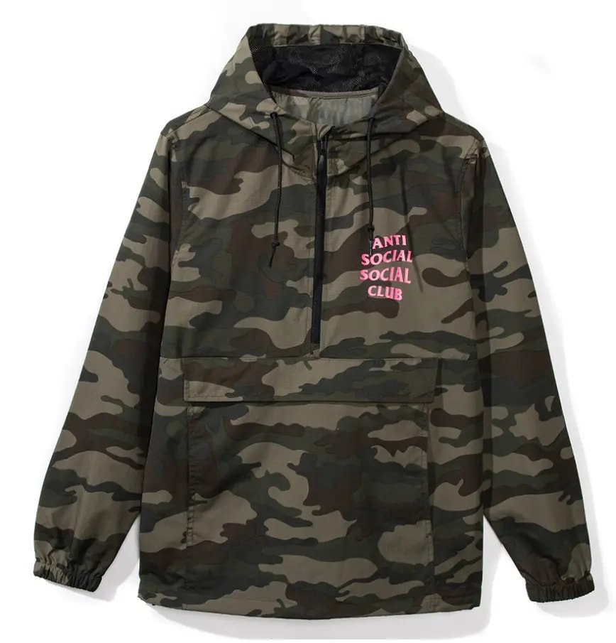 Áo Anti Social Social Club Half Zip Jacket Green Camo — kich-thuoc: M