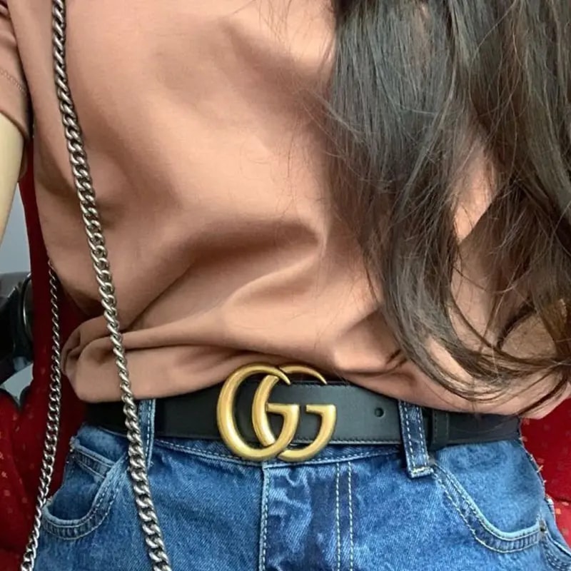 Thắt Lưng Gucci GG Mamon Double G Buckle Thin Belt 409417-AP00T-1000 — ảnh 2