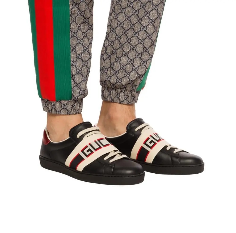 Giày Gucci Ace Stripe Leather 'Black' 523469-0FIV0-1076 — ảnh 2