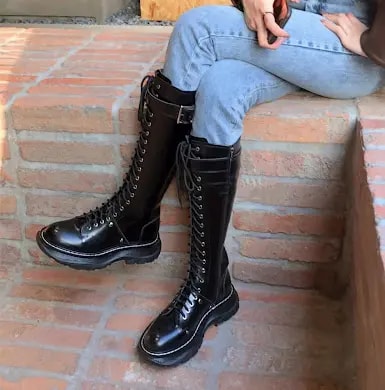 Giày Alexander McQueen Tread Lace Up Boot 595466-WHZ81-1081 — ảnh 3
