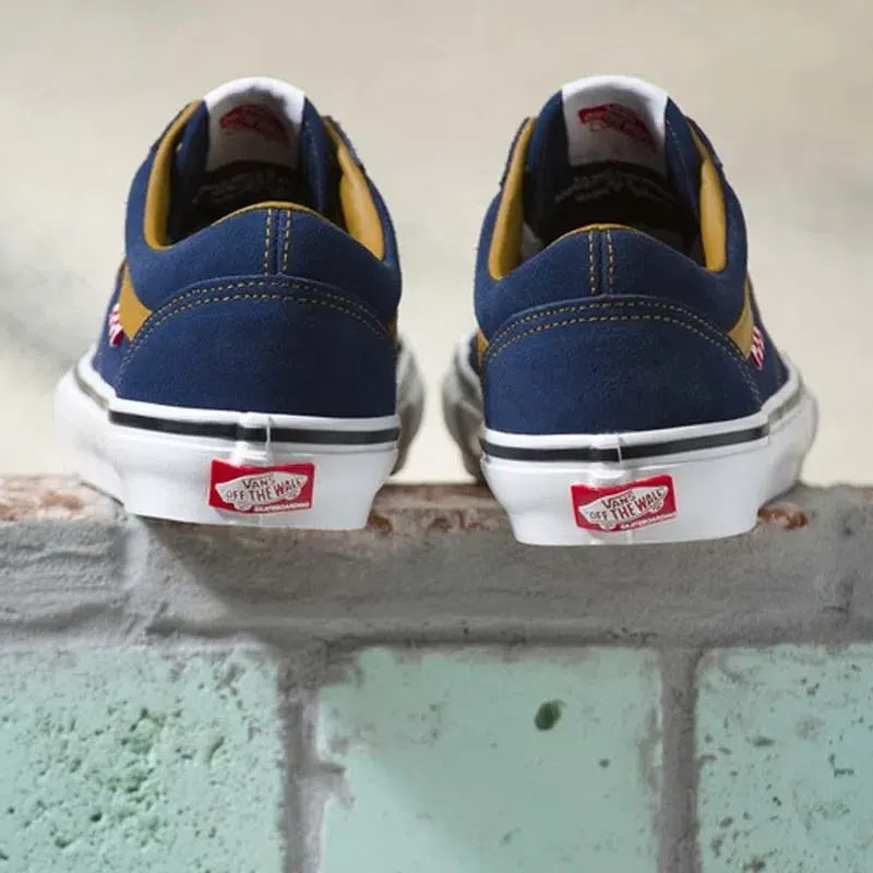 Giày Vans Reynolds Skate Old Skool Navy Gold Brown VN0A5FCB9CV — ảnh 4