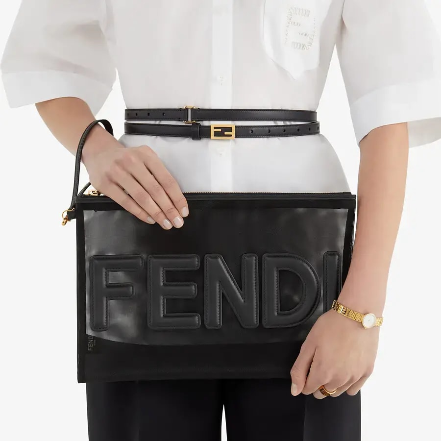 Thắt Lưng Fendi Black Leather Baguette FF Stud Buckle 8C0637AAIWF0KUR — ảnh 2