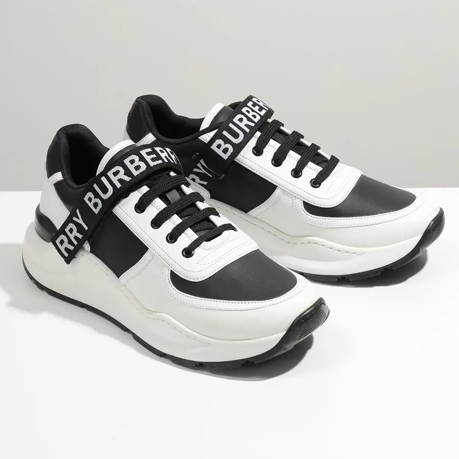 Giày Burberry Nylon and Logo Detail Black White 8009801 — ảnh 4