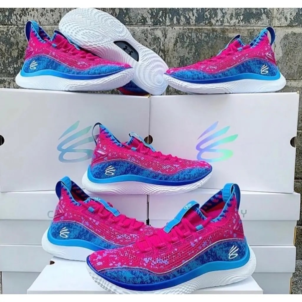 Giày Under Armour Curry Flow 8 GS Blue Pink 3024695-603 — ảnh 4