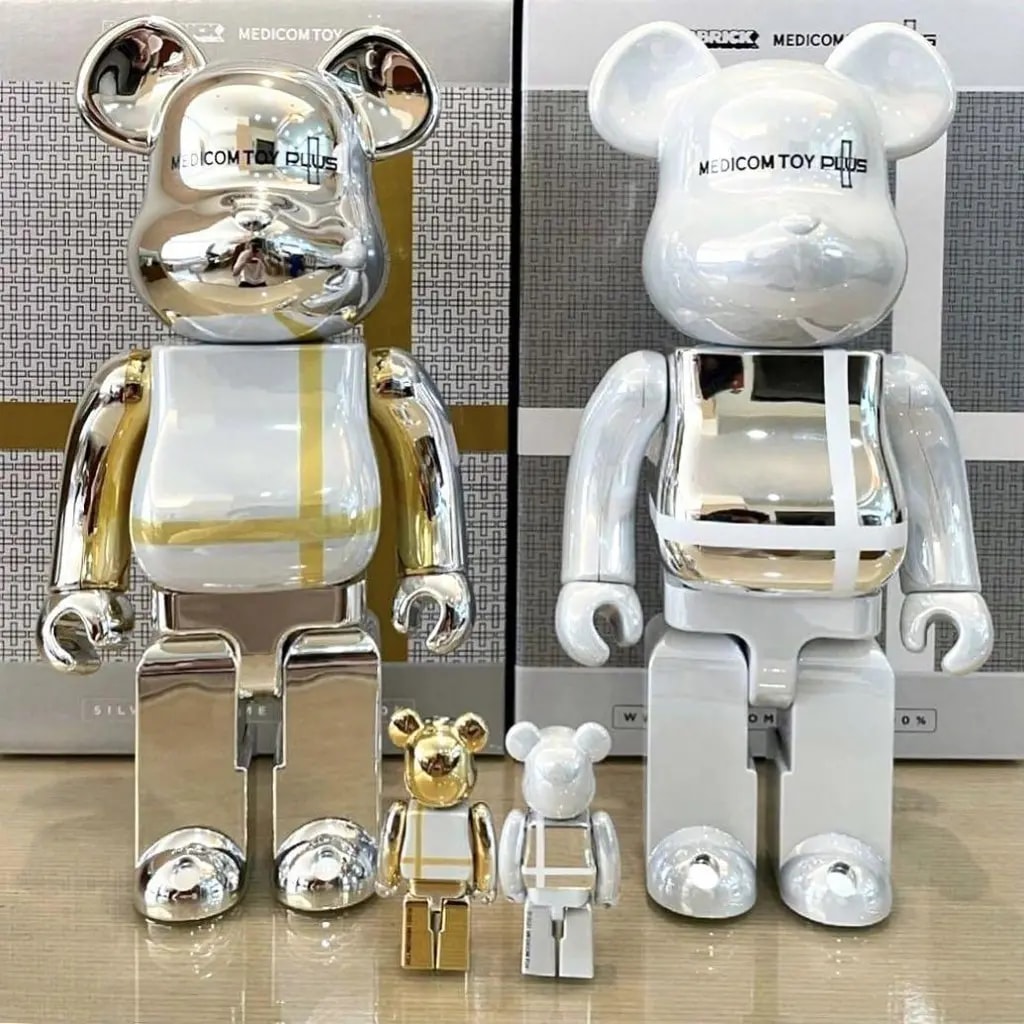 Mô Hình Bearbrick Medicom Toy Plus Silver Chrome Version — ảnh 2