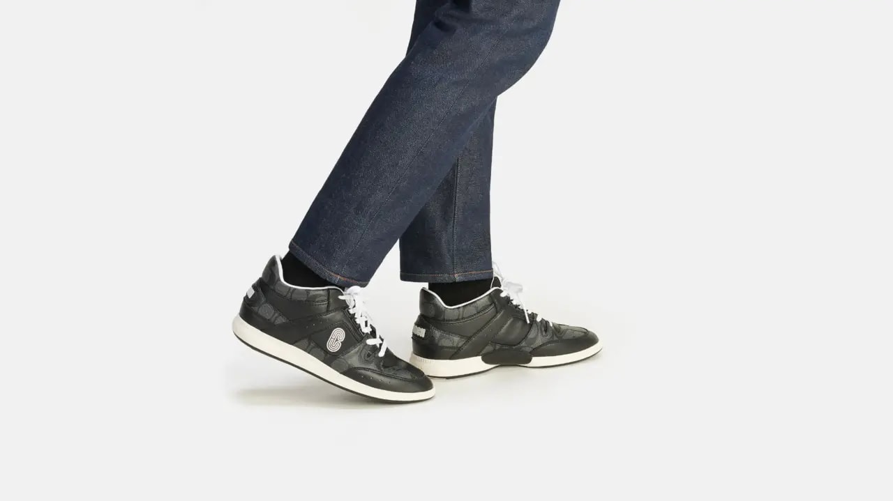 Giày Coach Mid Top Sneaker In Signature Canvas 'Black' CI083-BLK — ảnh 2