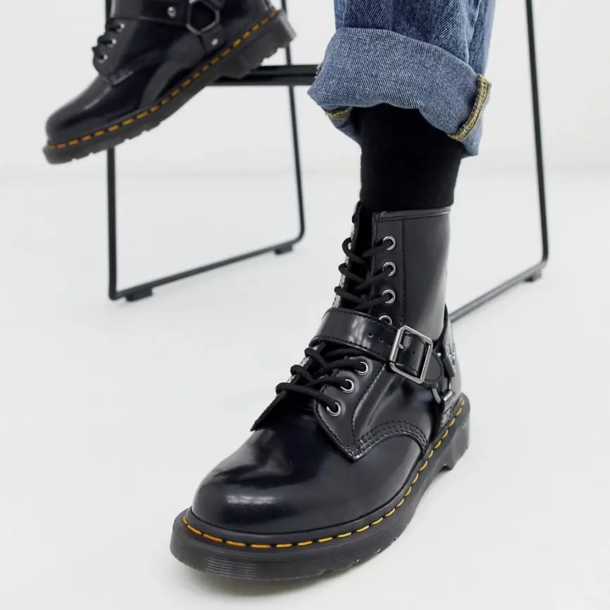 Giày Dr. Martens 1460 Black Harness Leather Lace Up Boots 25163001 — ảnh 4