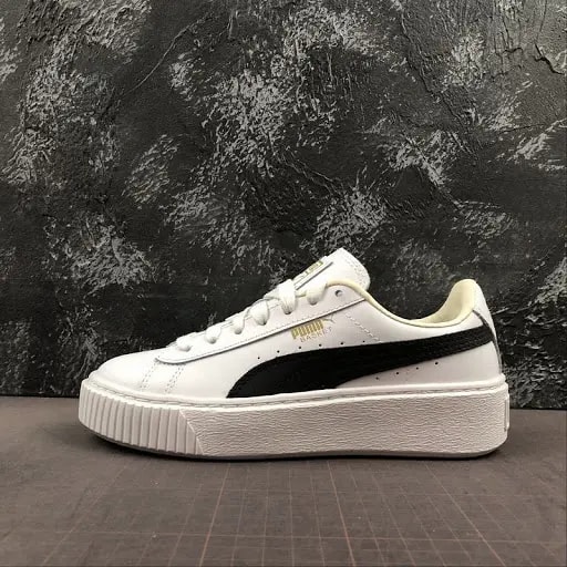 Giày Unisex Puma Basket Platform Core White Black Gold 364040-05 — ảnh 3