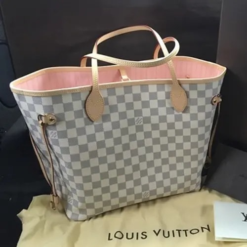 Túi Louis Vuitton Neverfull NM Damier Azur Beige Handbag N41605 — ảnh 3