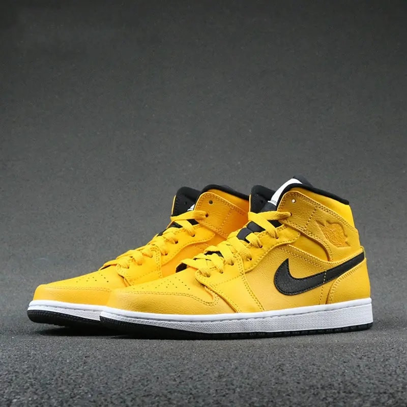 Giày Nike Air Jordan 1 Mid GS 'University Gold' 554725-700 — ảnh 4