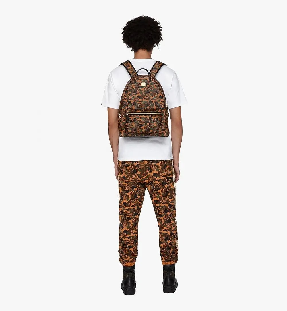 Balo MCM x Bape Stark Camo in Coated Canvas with 24k Gold Plated — ảnh 5