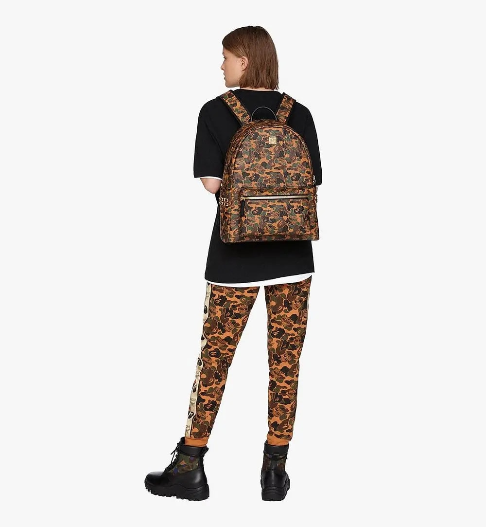 Balo MCM x Bape Stark Camo in Coated Canvas with 24k Gold Plated — ảnh 4