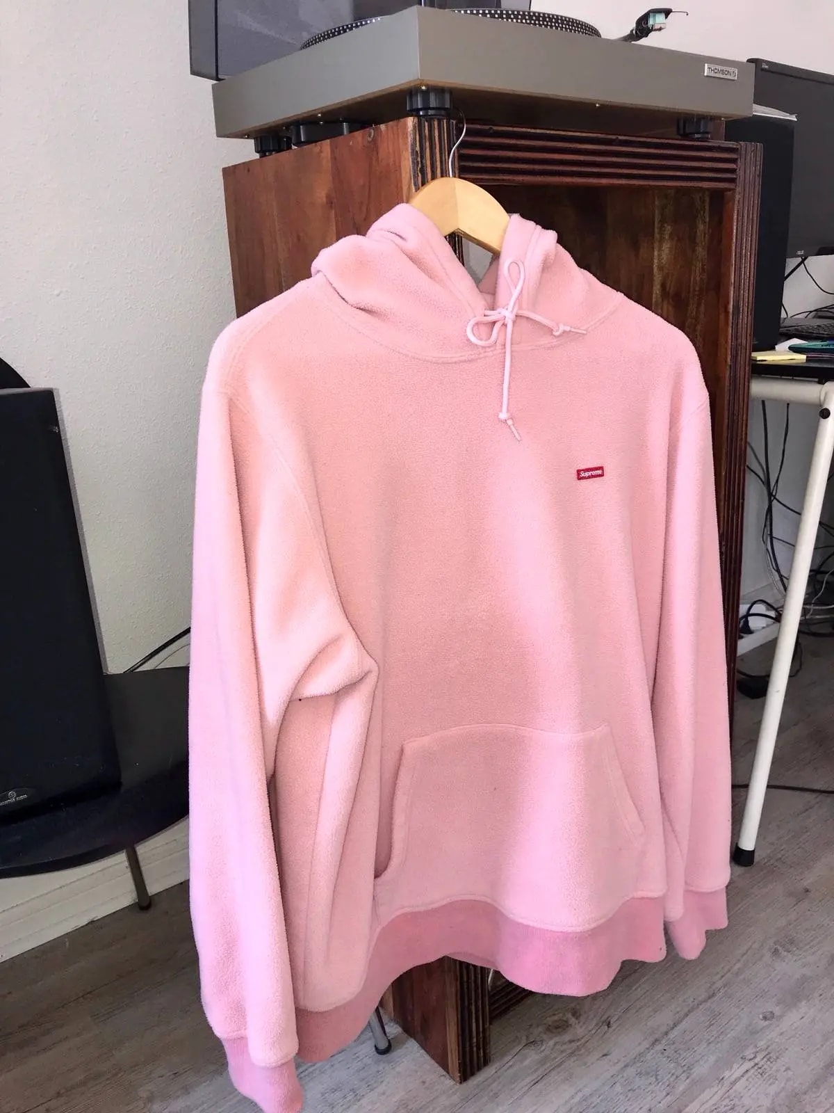 Áo Supreme Mini Box Logo Pink Hoodie SUP434 — ảnh 4