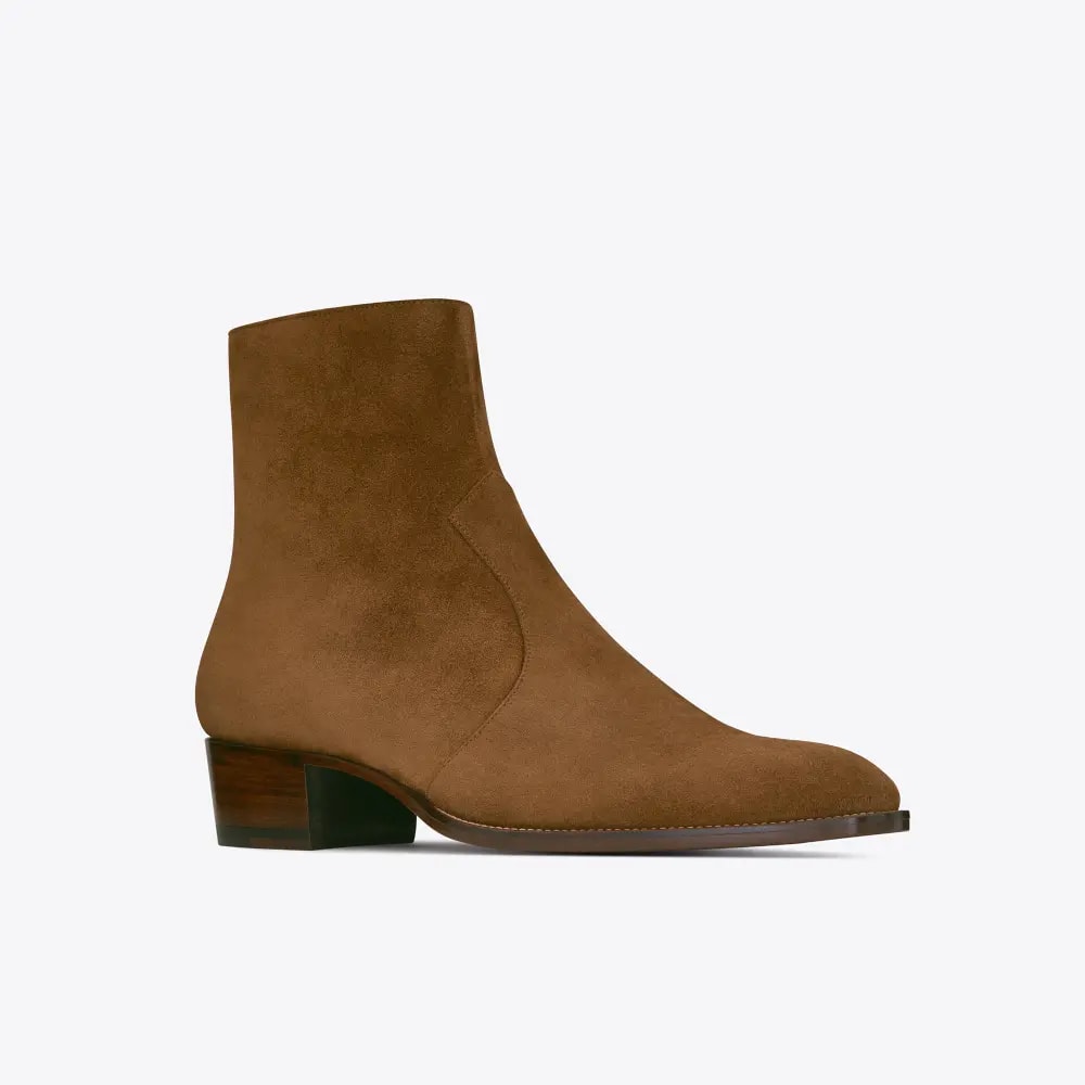 Giày Saint Laurent Wyatt Zipped Boots In Suede 6491031NZ002635 — ảnh 4