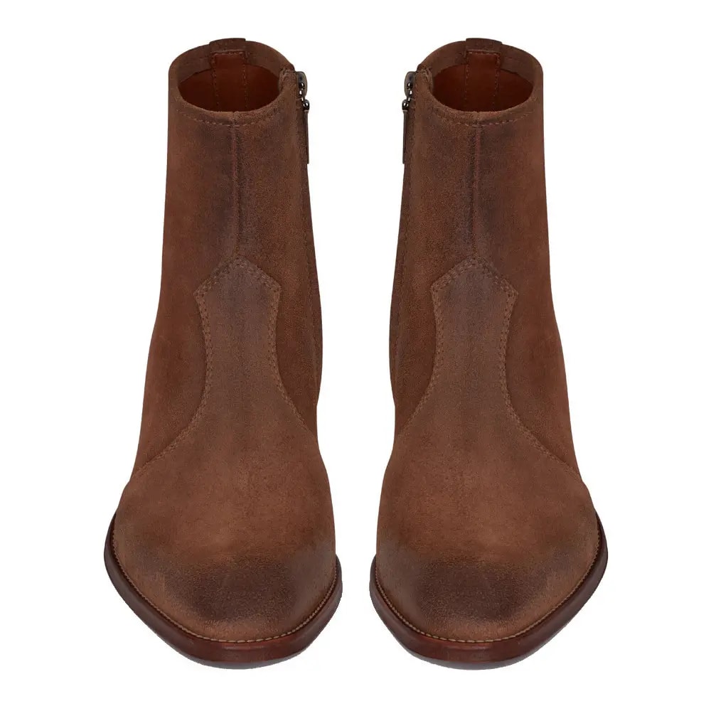 Giày Saint Laurent Wyatt Zipped Boots In Suede 66928525T002749 — ảnh 3