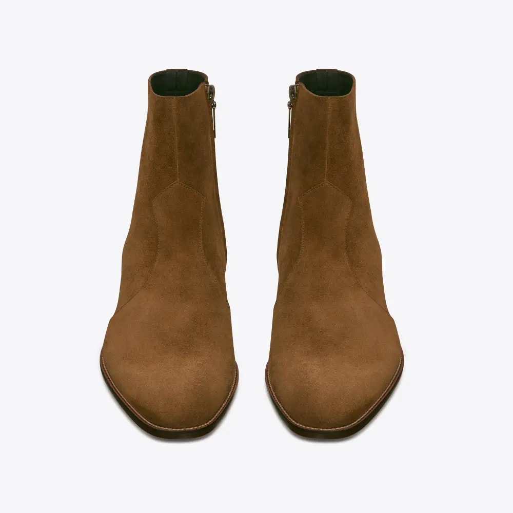 Giày Saint Laurent Wyatt Zipped Boots In Suede 6491031NZ002635 — ảnh 2