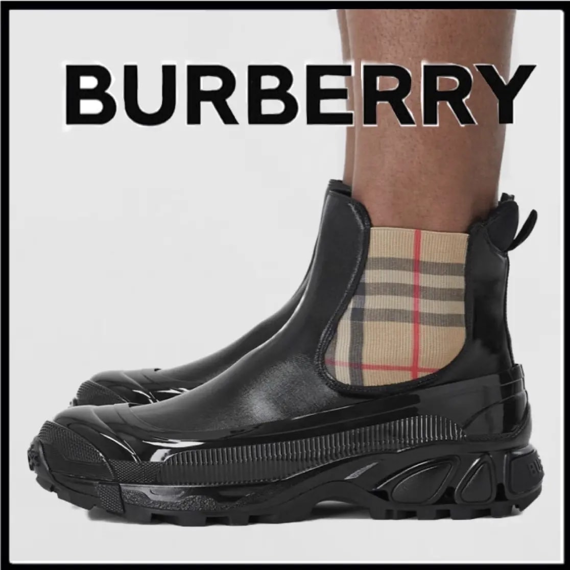 Giày Burberry Vintage Check Detail Coated Canvas Chelsea Boots 80218011 — ảnh 4