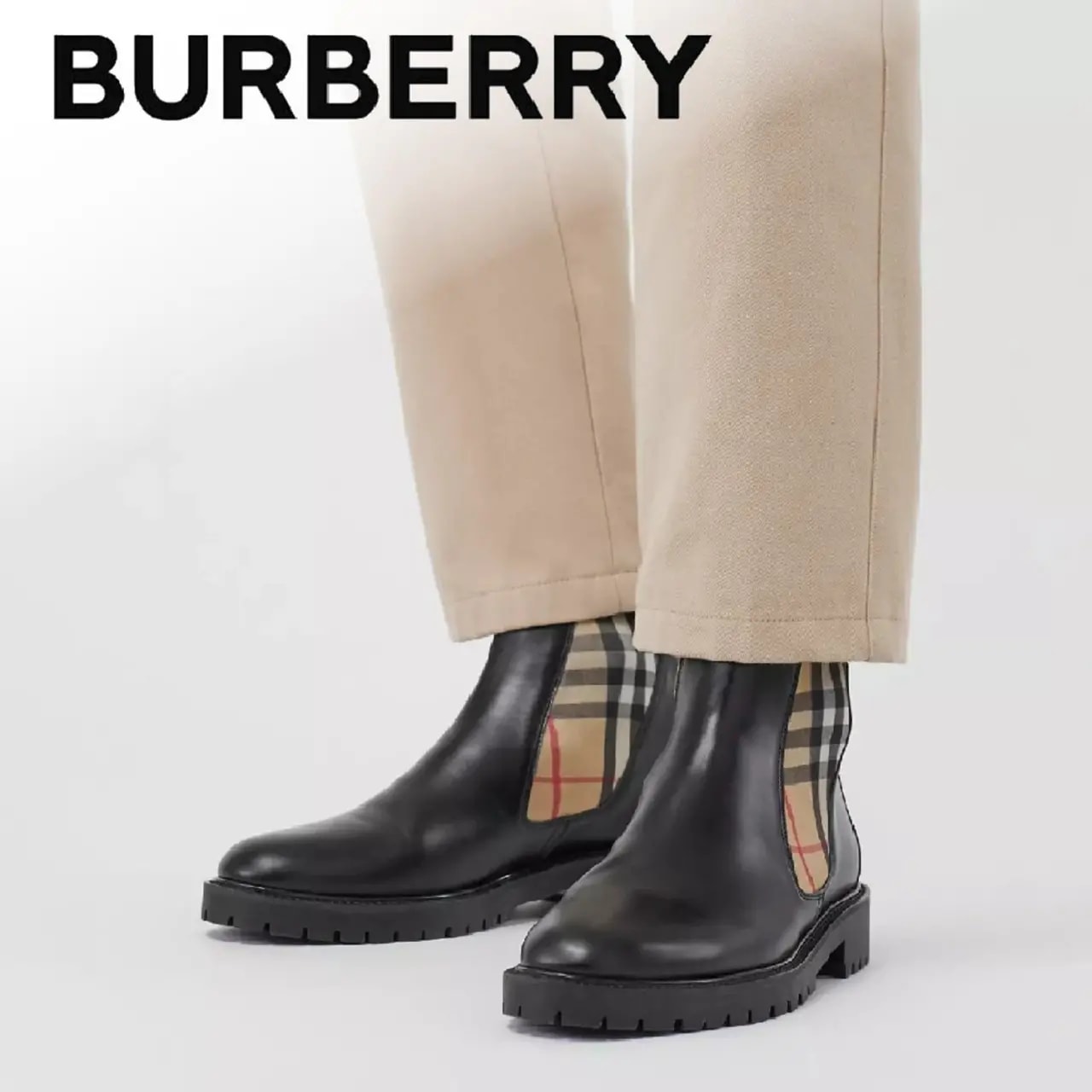 Giày Burberry Vintage Check Detail Coated Canvas Chelsea Boots 80218011 — ảnh 3