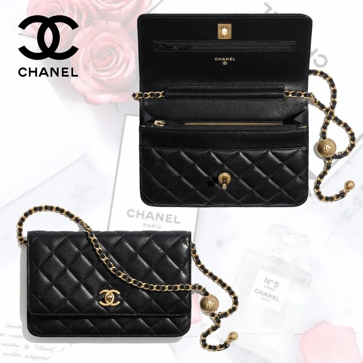 Túi Chanel Wmns Classic Wallet On Chain Lambskin Black AP1450-B02991-94305 — ảnh 3