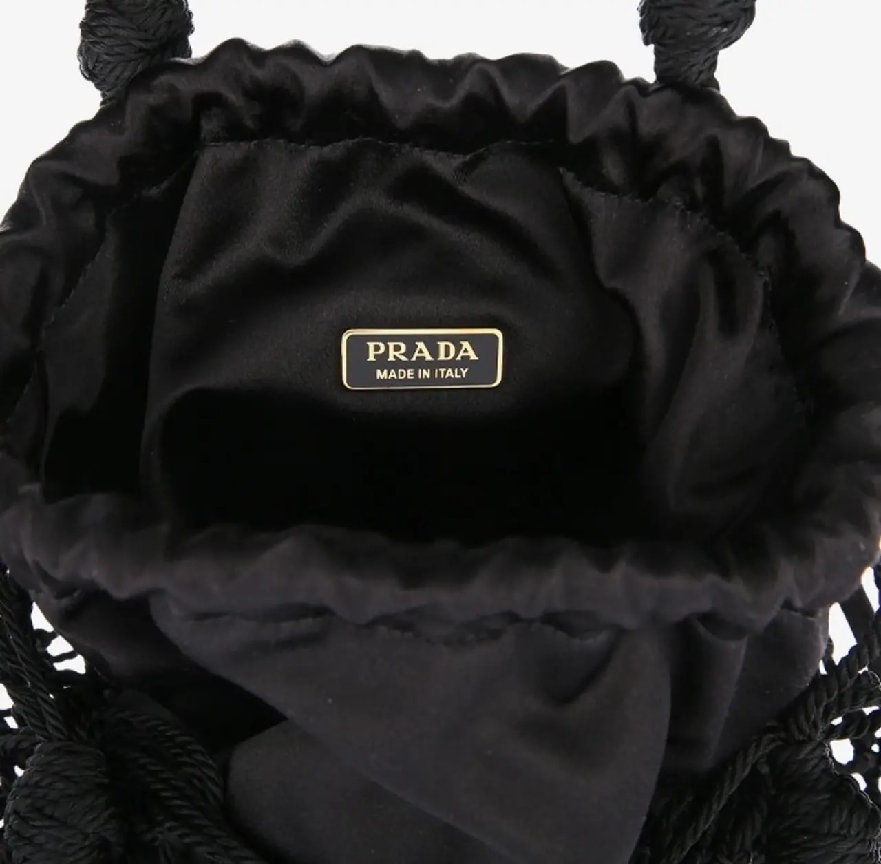 Túi Prada Women's Triangle Logo Mesh Black Bucket Bag 1BE025-2CJM-F0002 — ảnh 4