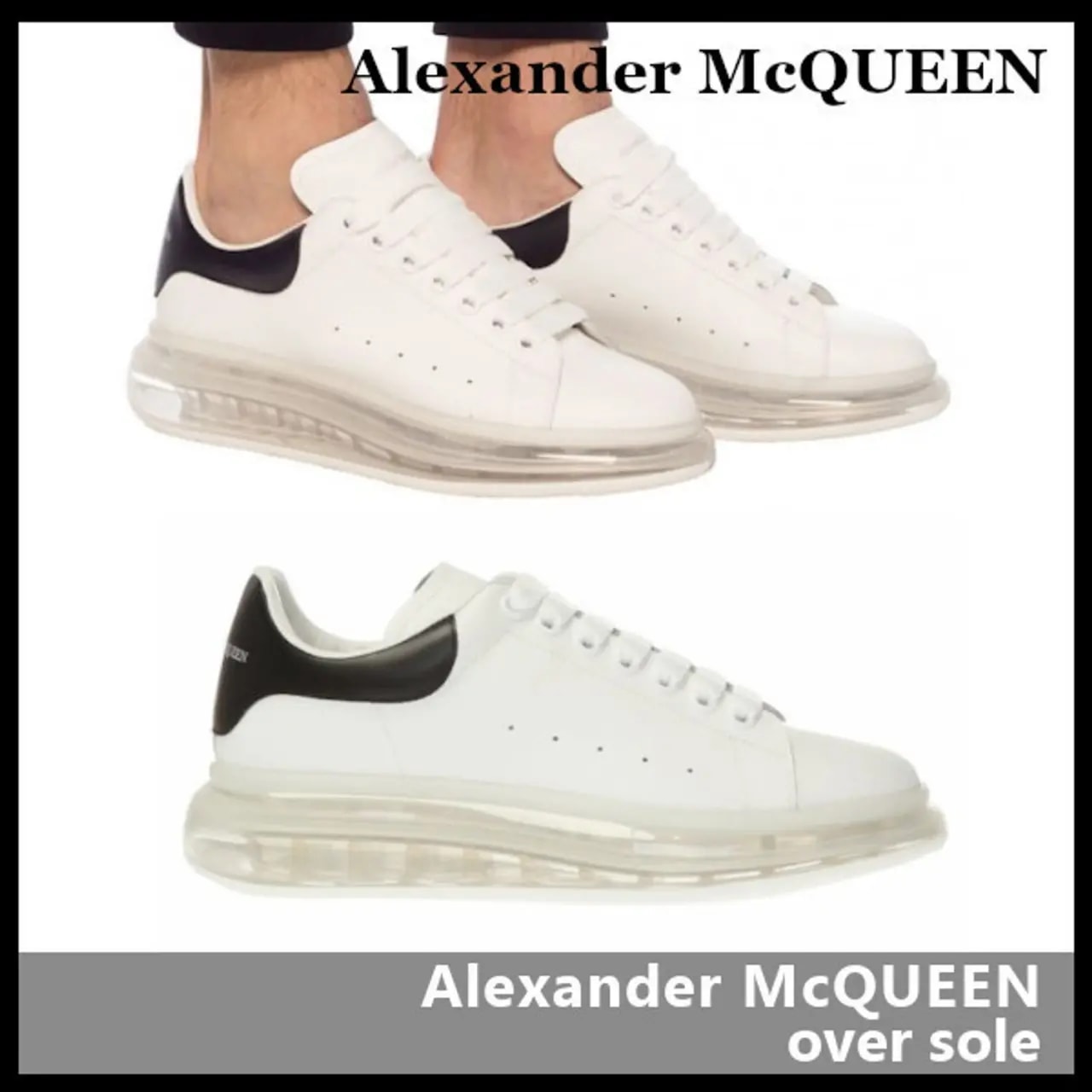 Giày Alexander McQueen Sneaker Clear Sole 'Black White' 604232-WHX98-9061 — ảnh 3
