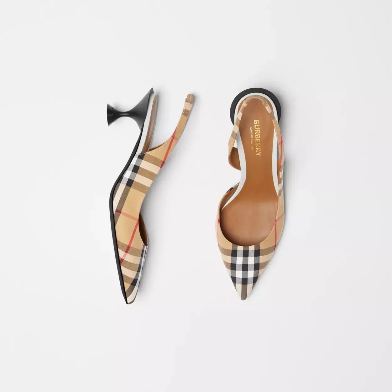 Giày Burberry Wmns Vintage Check Slingback Pumps Beige 80109641 — ảnh 4