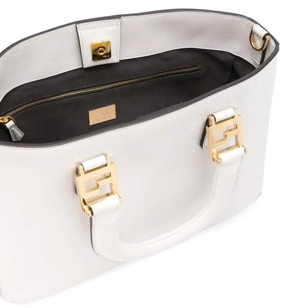 Túi Fendi Small Ff Tote Shoulder Bag 'White' 8BH367-A9Y0-F0K7E — ảnh 4