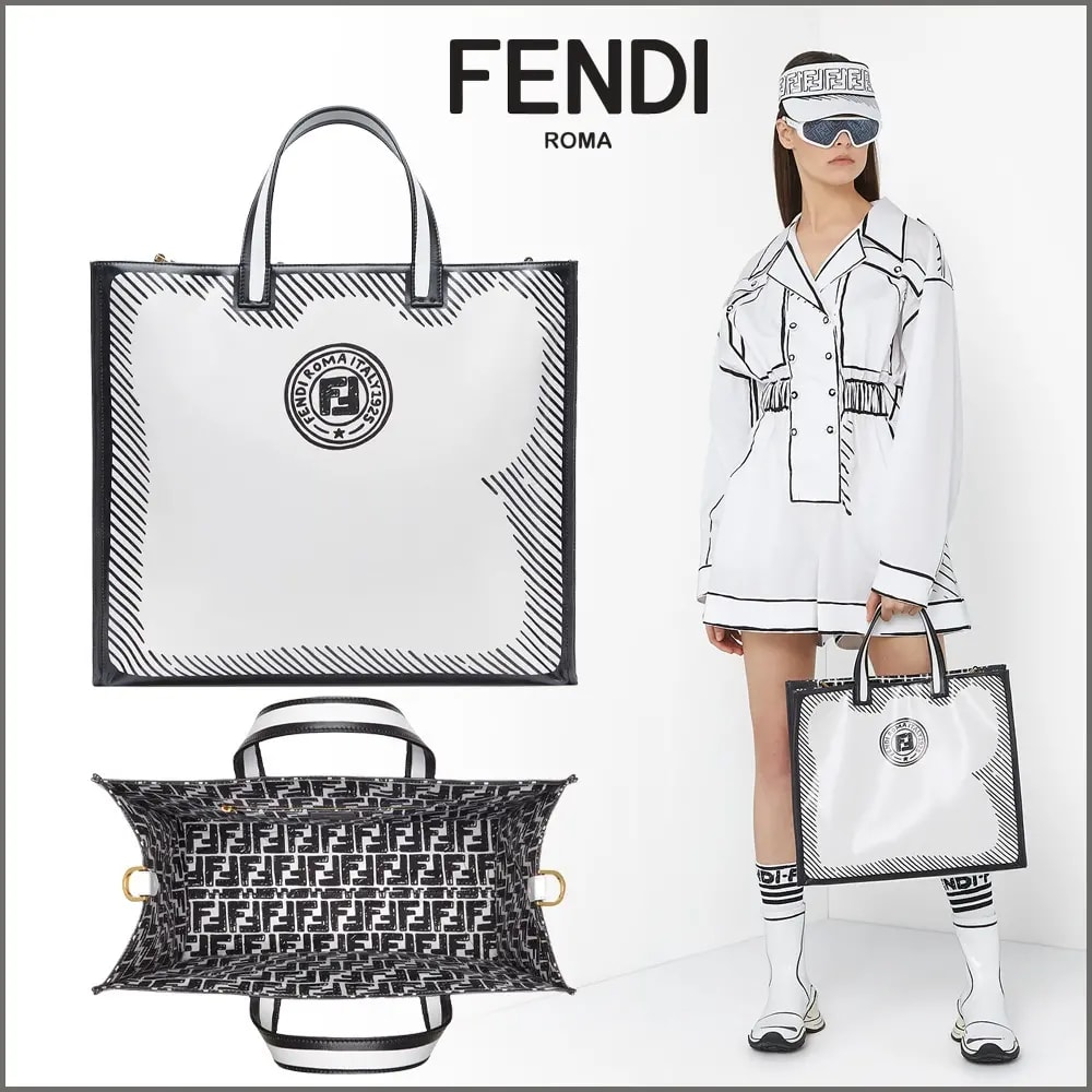 Túi Fendi White Glazed Canvas Bag 8BH357ADBMF1C7A — ảnh 3