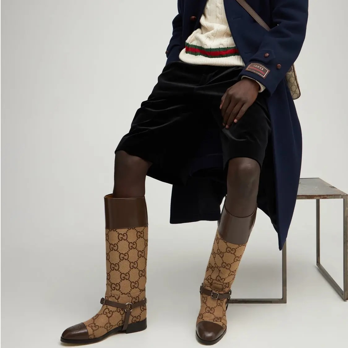 Giày ‎Gucci Knee High Boot With Harness Beige 675658-UKO50-2597 — ảnh 2