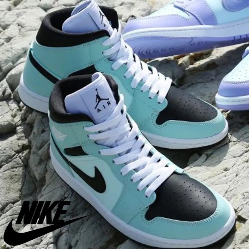 Giày Nike Wmns Air Jordan 1 Mid 'Aqua Black' BQ6472-300 — ảnh 5