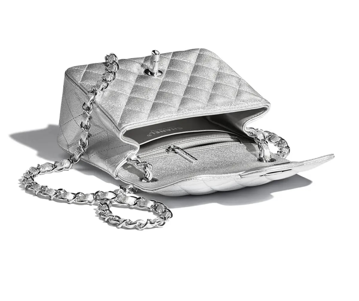 Túi Chanel Mini Flap Bag Lambskin Metalic Silver A35200-B05213-45002 — ảnh 2