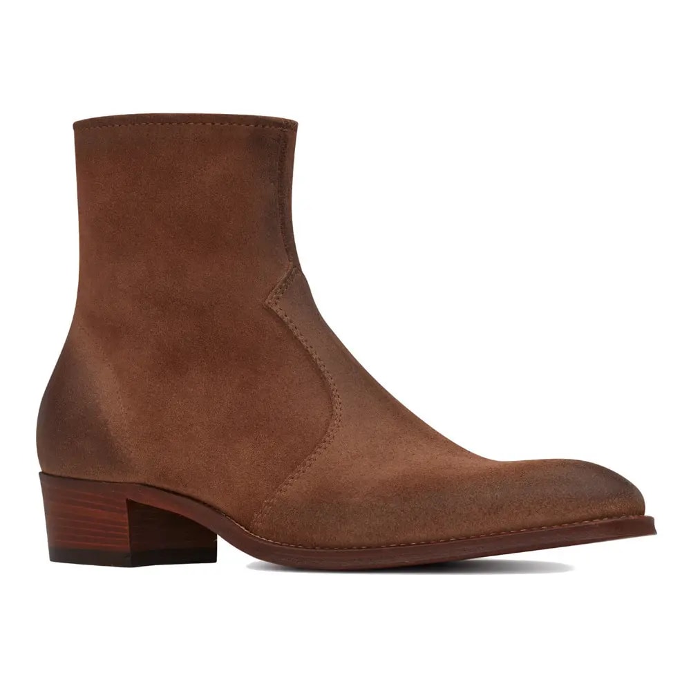 Giày Saint Laurent Wyatt Zipped Boots In Suede 66928525T002749 — ảnh 5