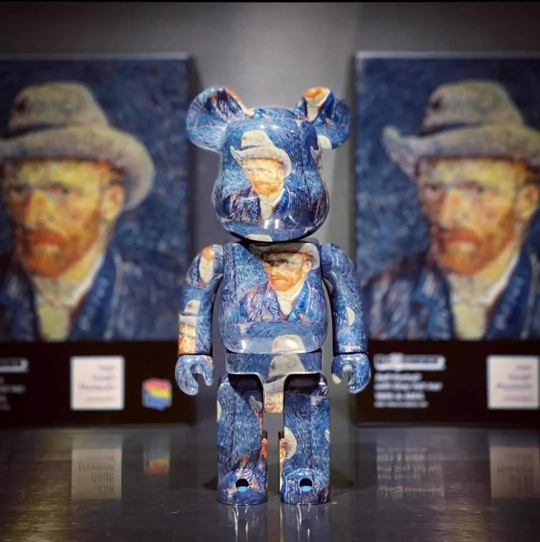 Mô Hình Bearbrick Van Gogh Museum Self With Grey Felt Hat — — ảnh 2